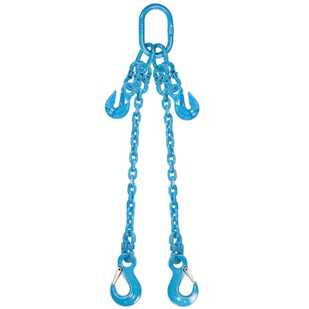 Us Cargo Control 1/2" x 10', Pewag Adjustable 2Leg Chain Sling w/ Sling Hooks-Grade120 12G120DOSA-10